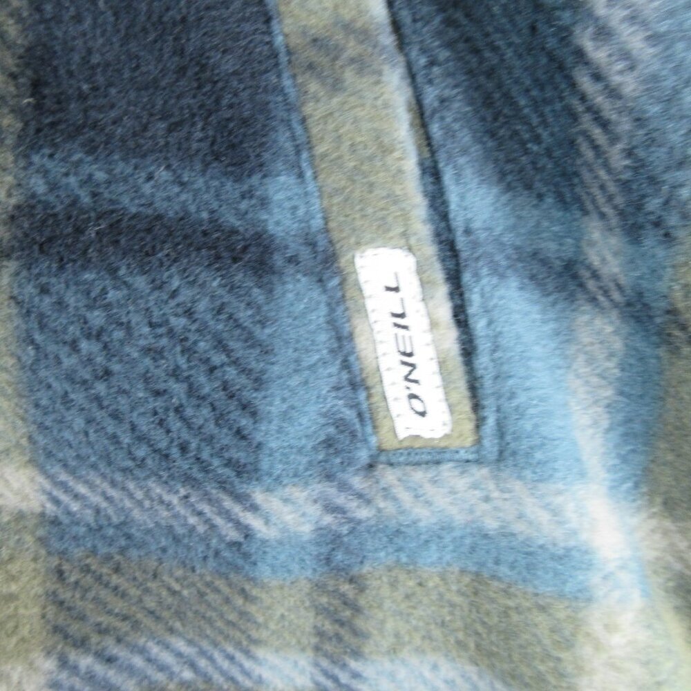 O'Neill Women's Julia Pullover Hoodie Size L 3/4 Zip Pockets Blue Flannel - Picture 2 of 12
